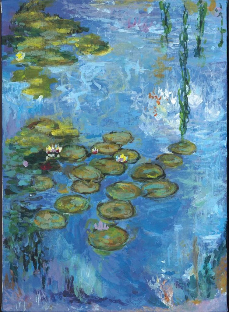 絵画「鴨の池の午後」水彩画