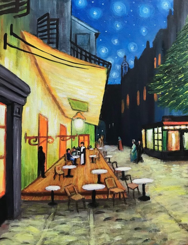 ゴッホ] 15522 絵画 リトグラフ 「夜のカフェテラス」 2/100 在銘