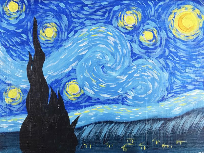 通販 ゴッホの星月夜 描き方マニュアル付き絵の具セット Painty ペインティ